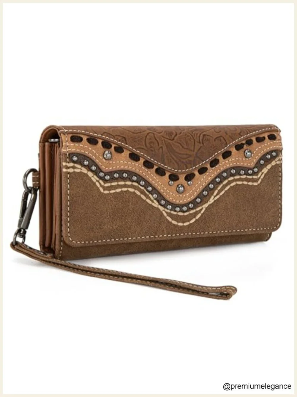Tri-Fold Wristlet Wallet with RFID Blocking Vegan Leather